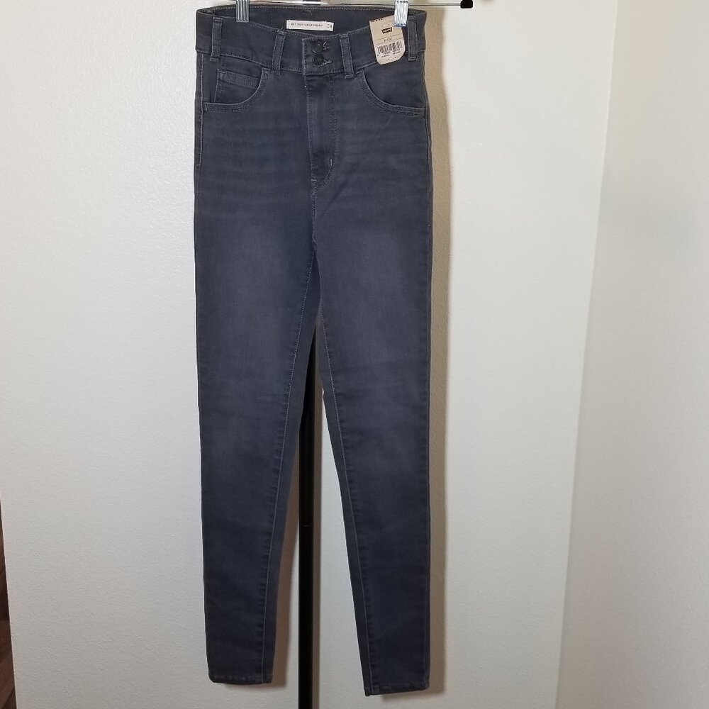 Levi's Mile High Super Skinny Jeans Womens 24X30 Gray Retro Streetwear Boho NWT